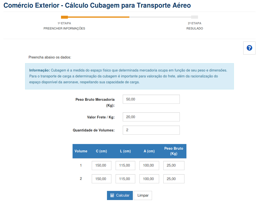 Clculo Cubagem Areo - Parte 1