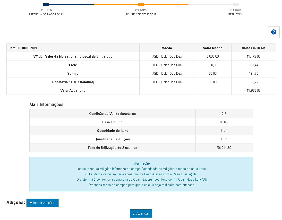 Nota Fiscal de Entrada de Importação