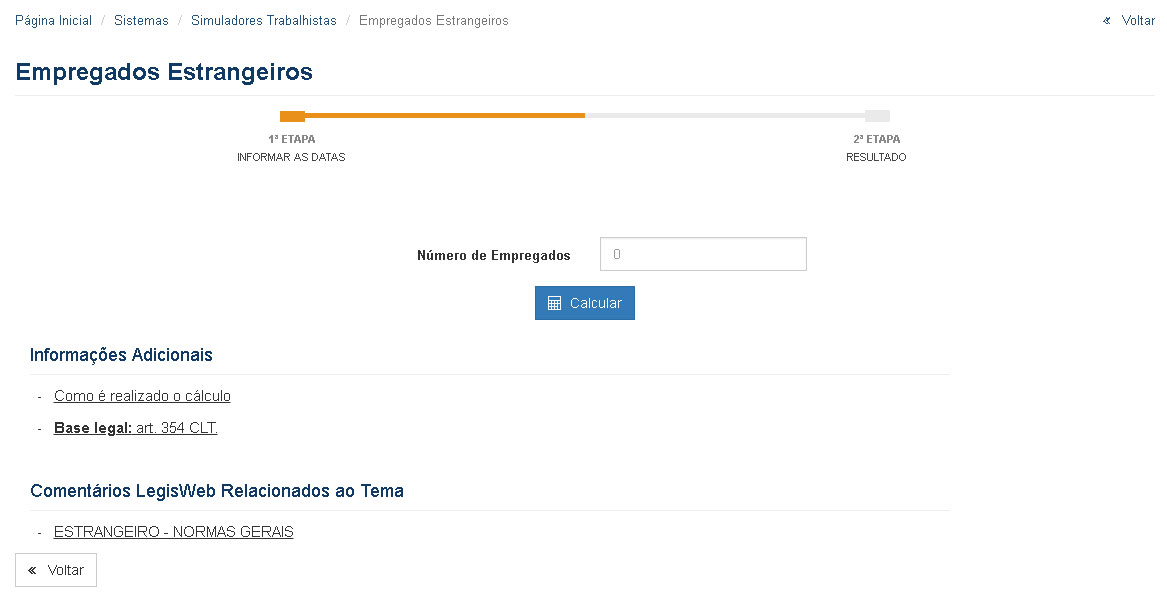 Simuladores Trabalhistas - Empregados Estrangeiros