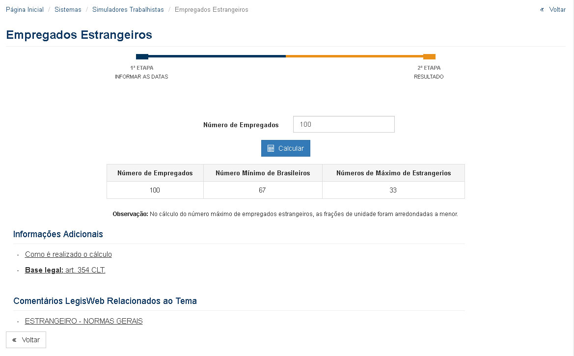 Simuladores Trabalhistas - Empregados Estrangeiros