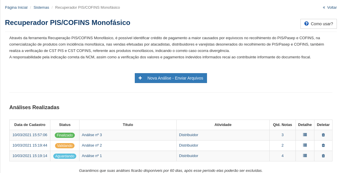 Recuperador PIS/COFINS Monofsico 1