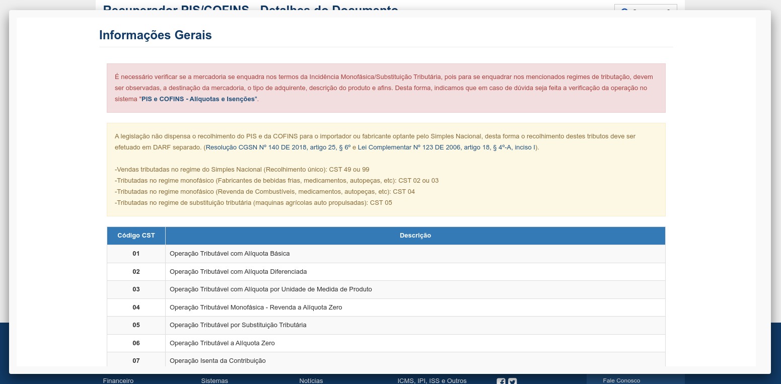 Observaes e Verificao do Produto (Simples Nacional)