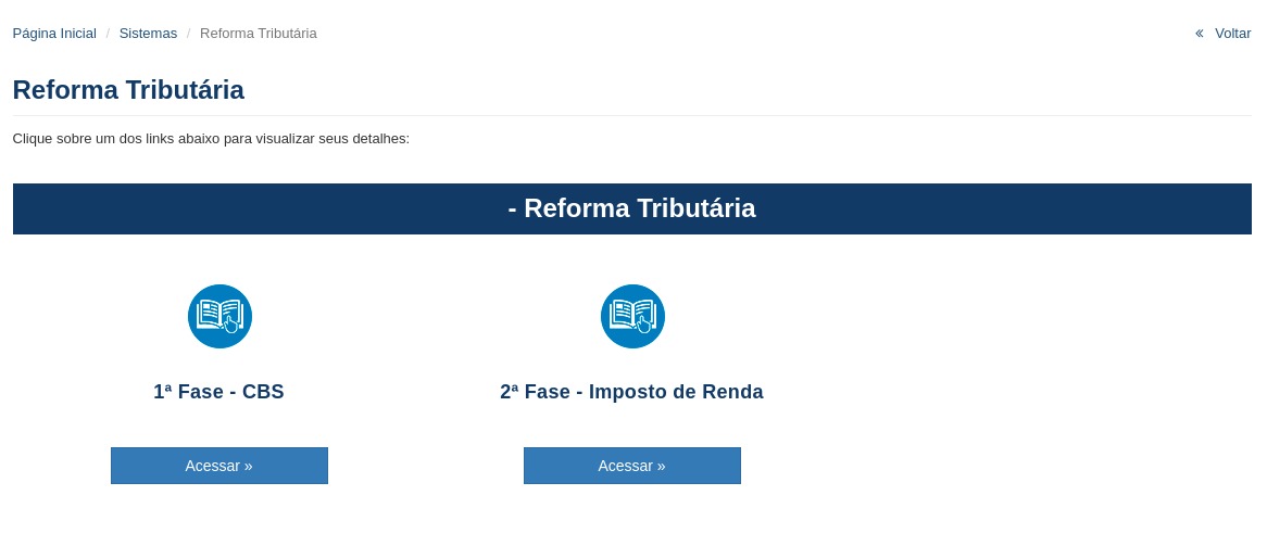 Reforma Tributria - Confira algumas telas do Sistema: