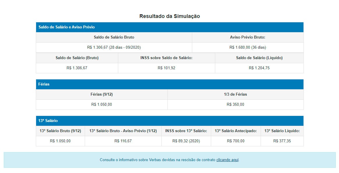 Simuladores Trabalhistas - Resciso Contratual