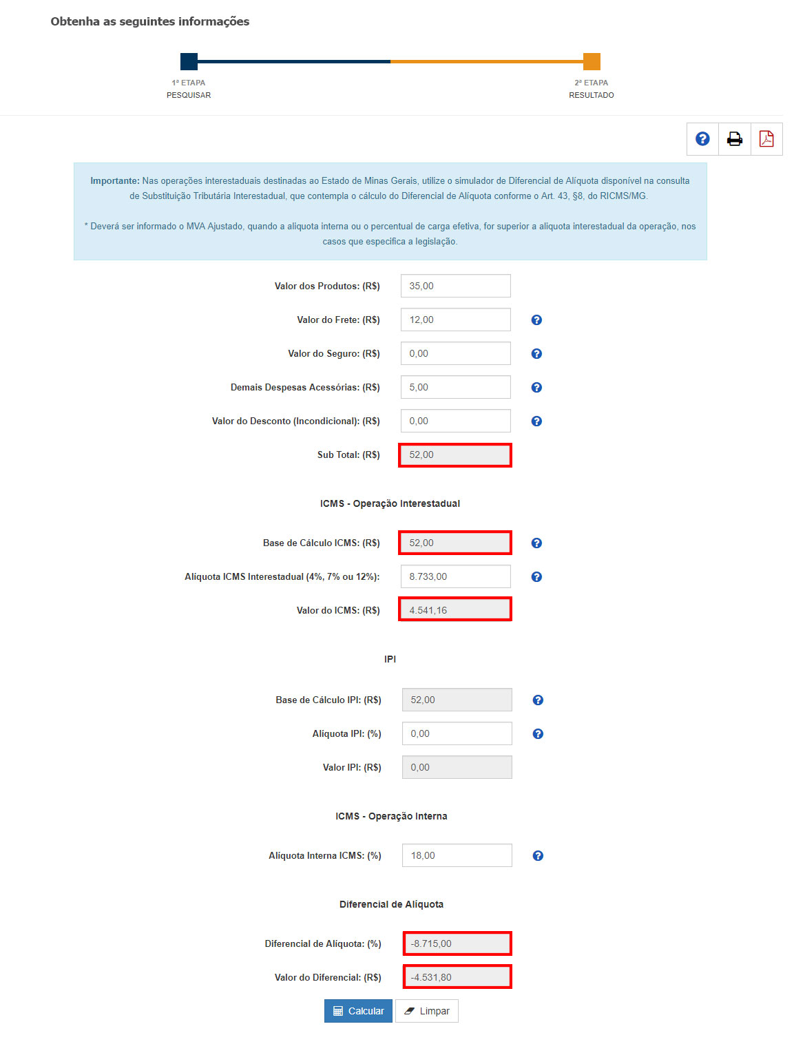 ST - Simulador operao interestadual (diferencial de alquota) parte 2