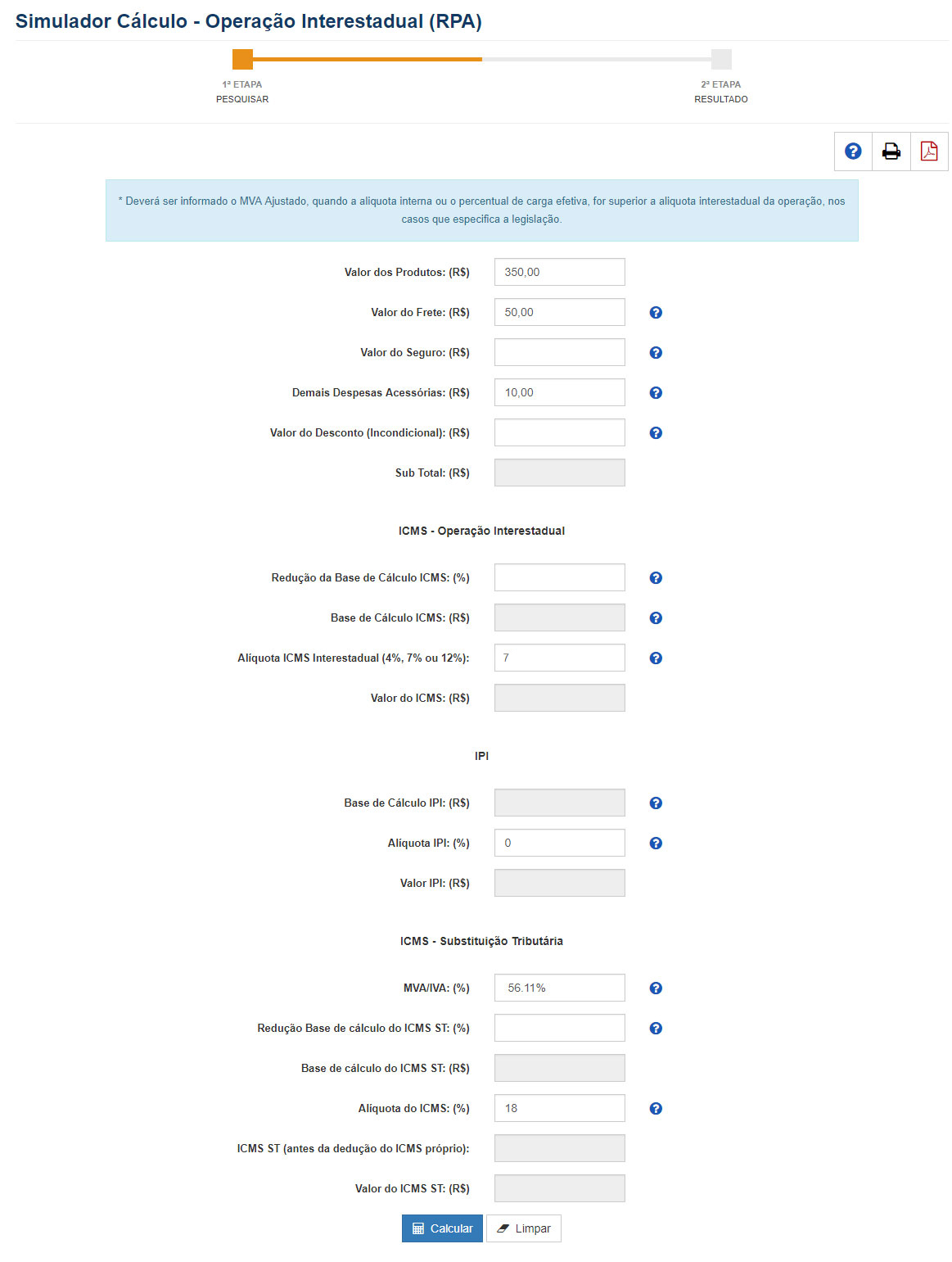 ST - Simulador operao interestadual (rpa) parte 1