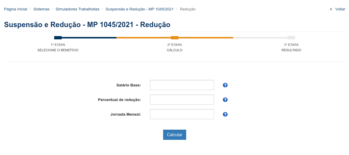 Simuladores Trabalhistas - Suspenso e Reduo - MP 1045/2021