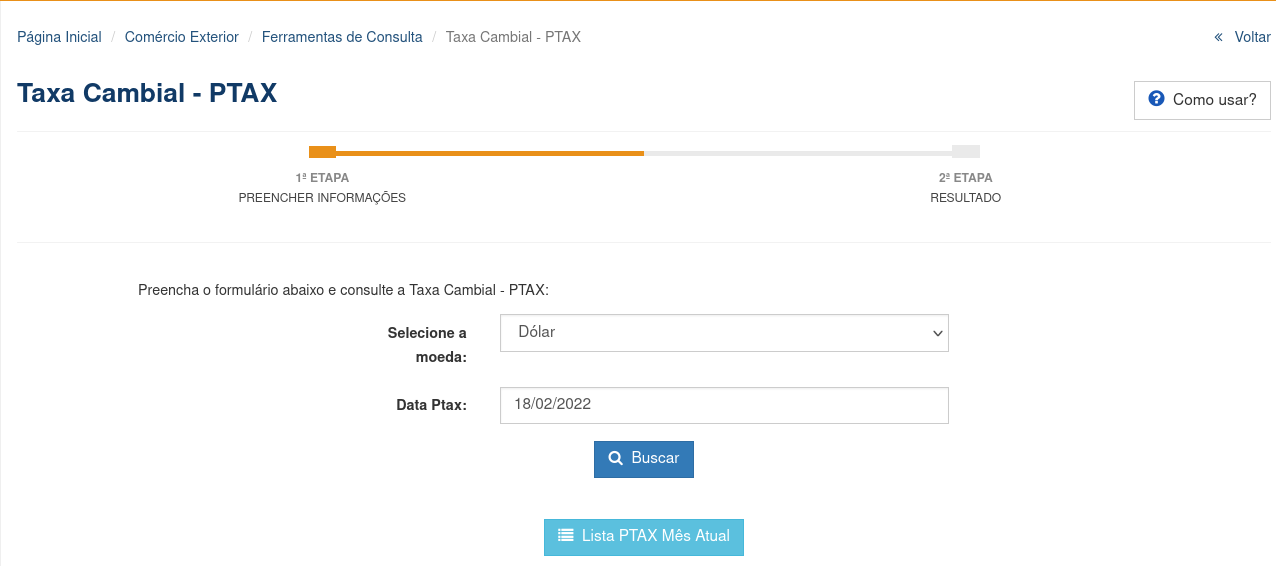 Taxa Cambial - PTAX parte 2