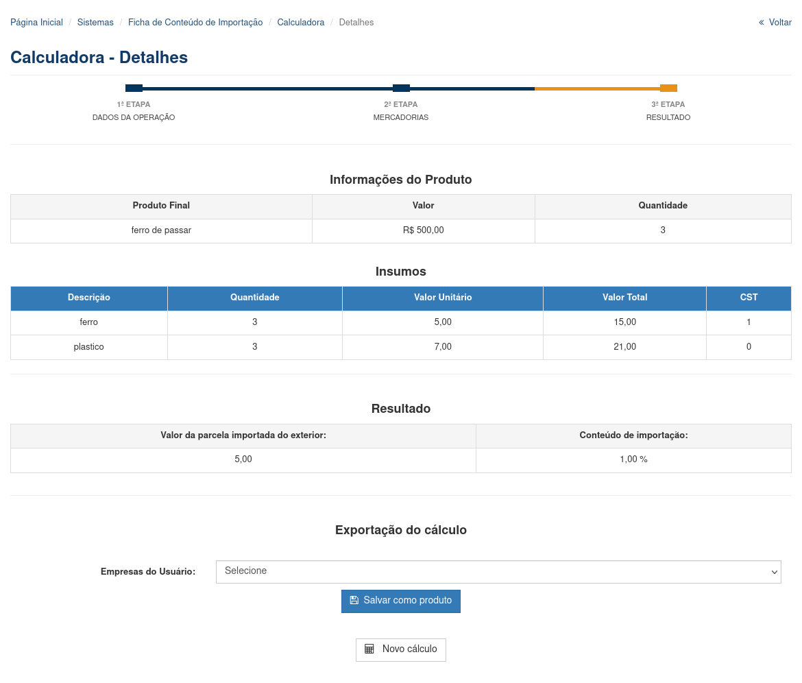 Resultado da Calculadora